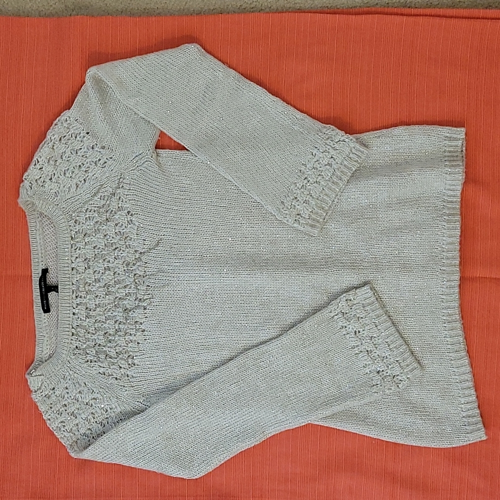 WHBM ivory wool blend sweater with sequins